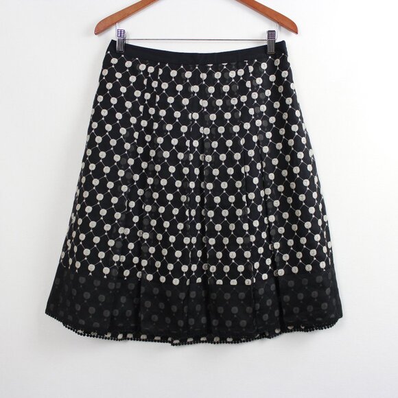 Ann Taylor Black Embroidered Dots Silk Skirt - Picture 13 of 13